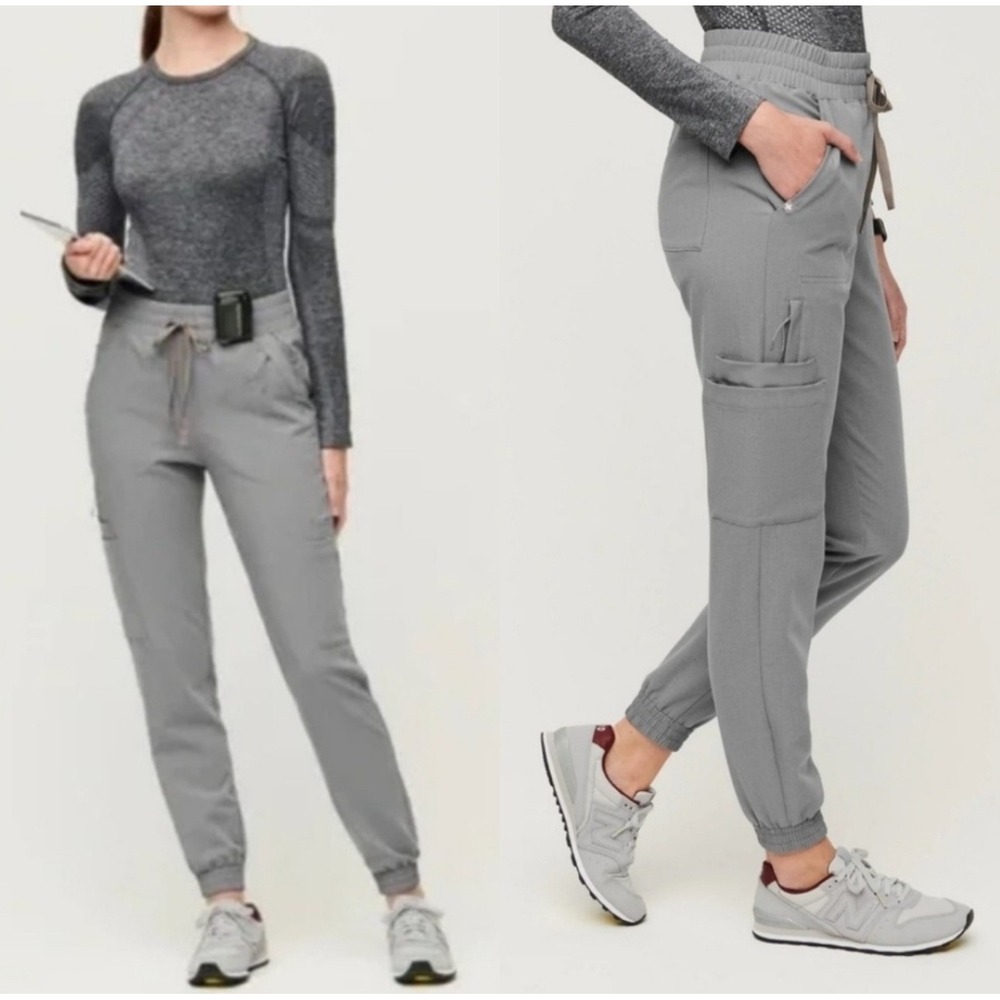 FIGS Charlotte Slim Fit Scrub Pants Cargo Pockets Jogger Gray XXS NWT‎